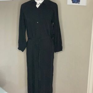 376 - L*Space NWT Black Button Down Belted Maxi Dress, Size Small